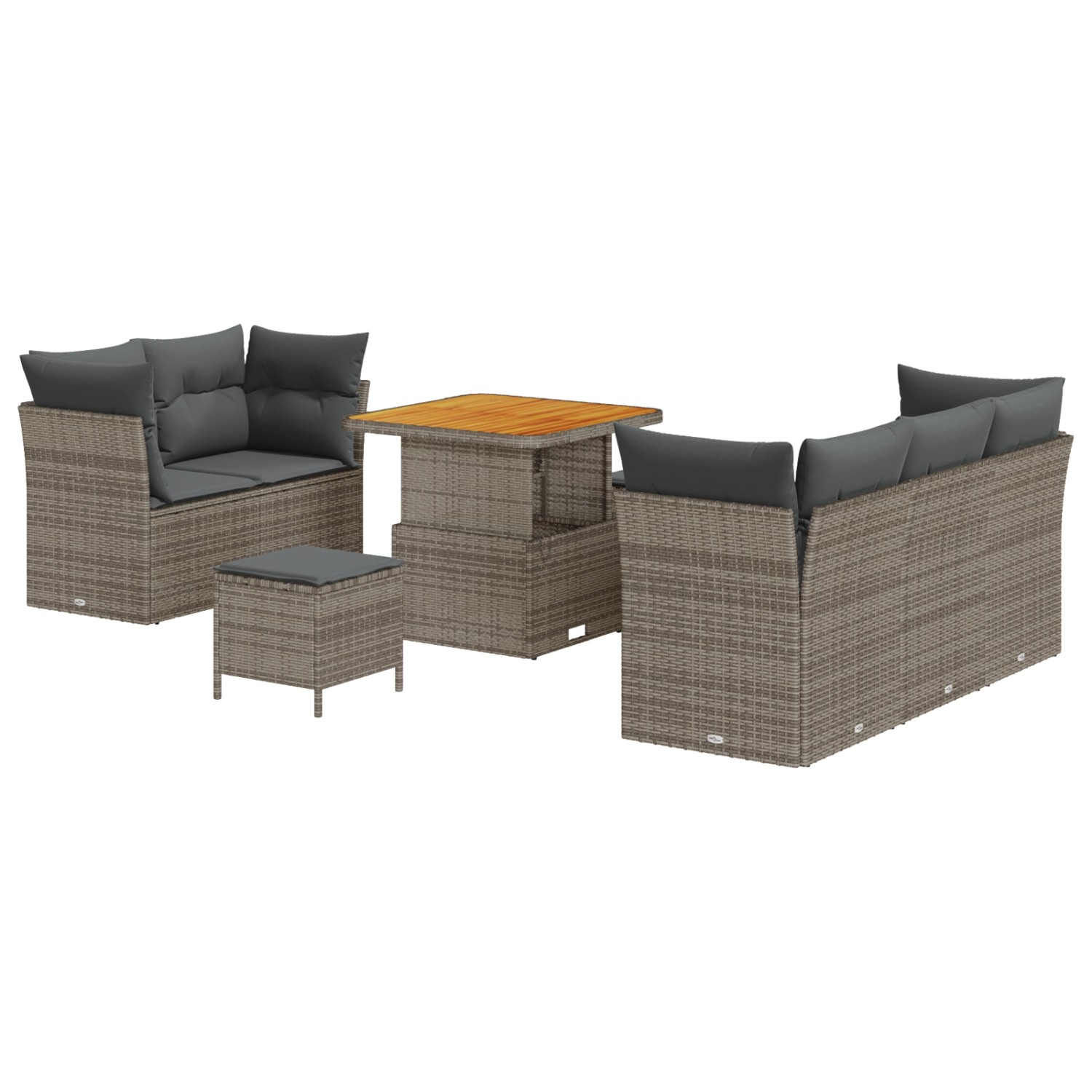 vidaXL Garten-Sofa-Set Höhenverstellbar 8-Tlg Grau Poly Rattan 3361428 günstig online kaufen