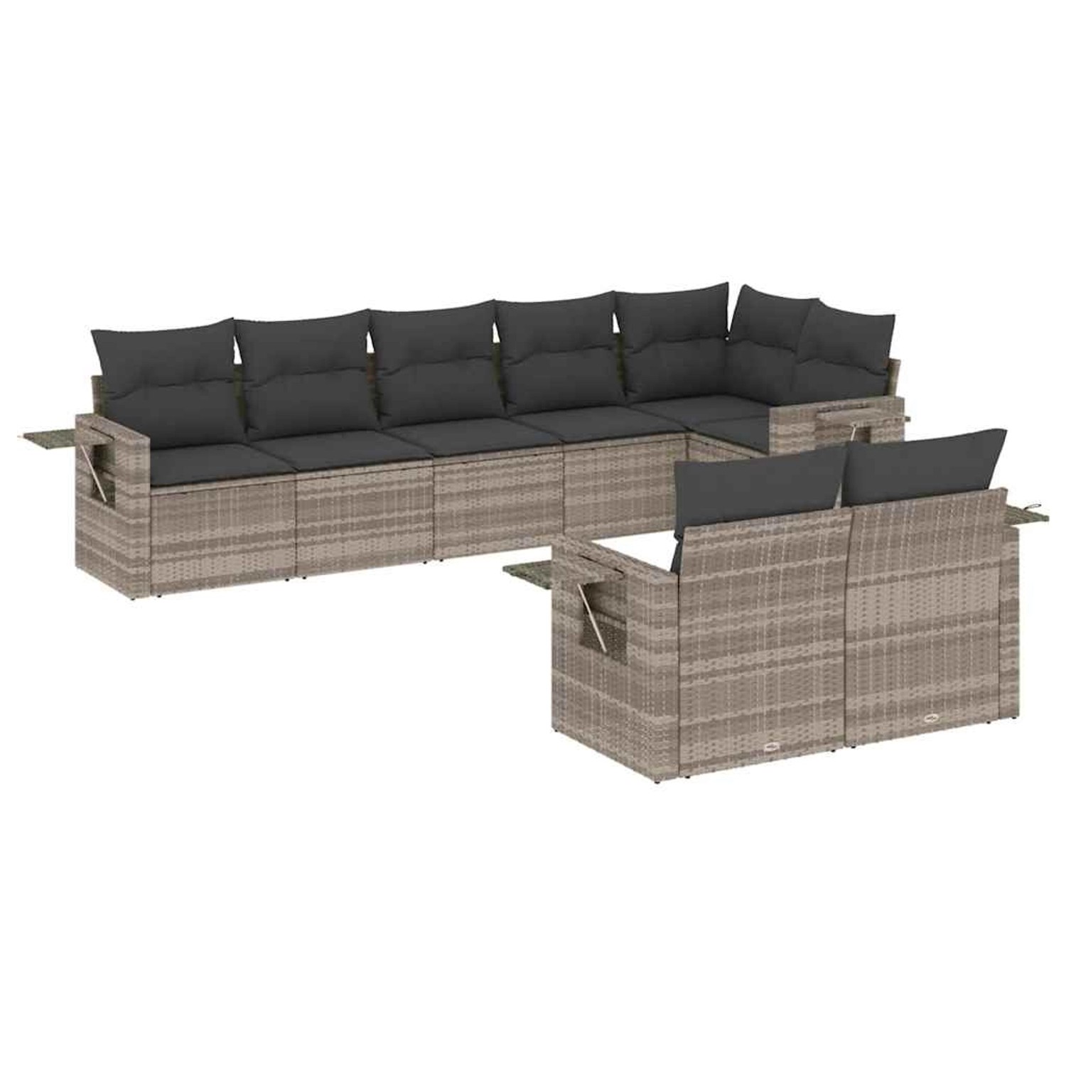 vidaXL 8-Tlg Garten-Sofagarnitur mit Kissen Hellgrau Poly Rattan 3220421 günstig online kaufen