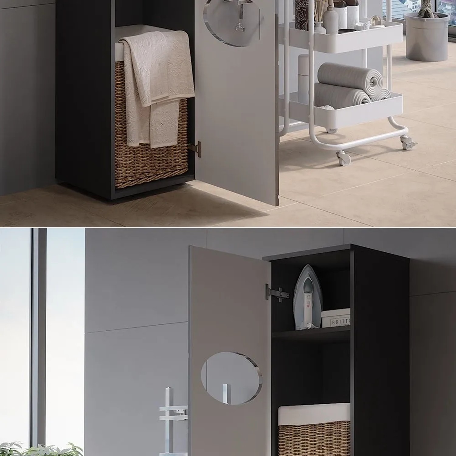 Vicco Badschrank schmal Irma Anthrazit 37 x 192 cm kaufen bei OBI