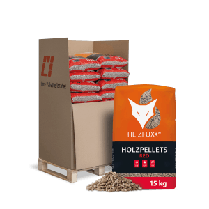 Palette Heizfuxx Holzpellets Red, 20 Säcke à 15kg, Brennstoff für Heizsysteme.