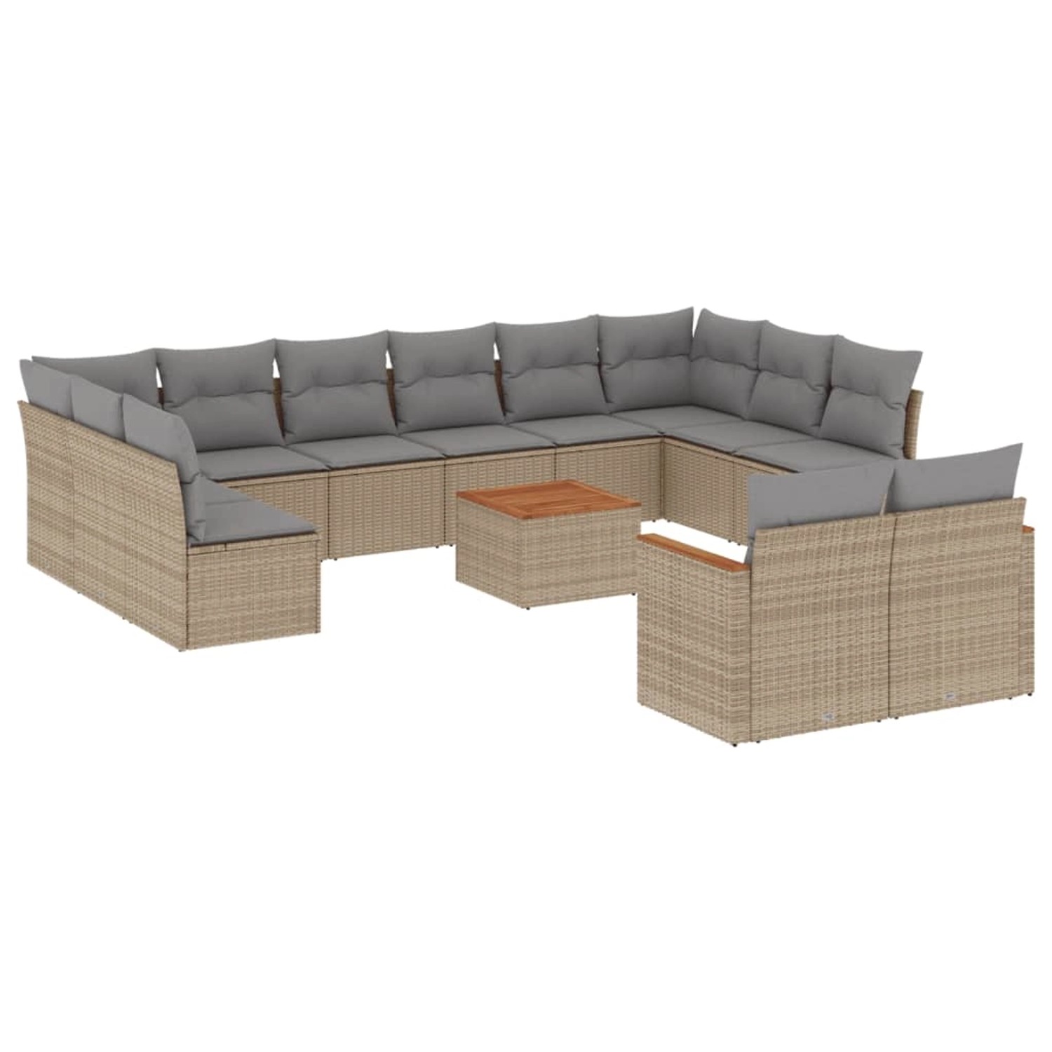 vidaXL 13-Tlg Garten-Sofagarnitur mit Kissen Beige Poly Rattan 3258853 günstig online kaufen