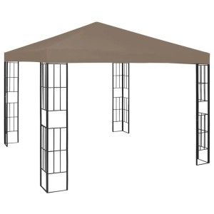 vidaXL Pavillon mit LED-Lichterkette 3x3 m Taupe 3070324