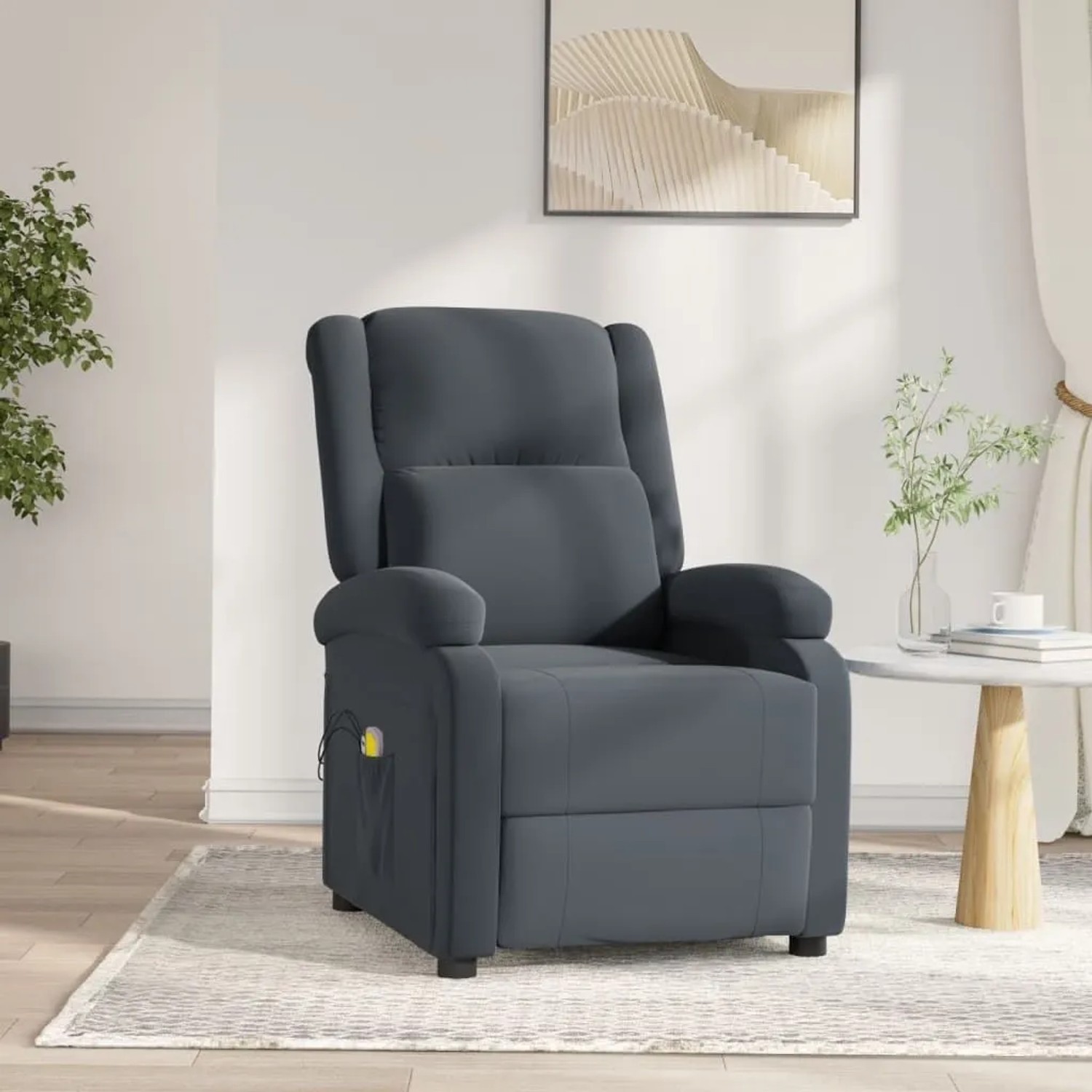 vidaXL Massagesessel Elektrisch Dunkelgrau Samt 3098405_2