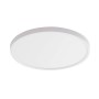 Weiße, runde Lindby LED Smart Home Deckenlampe Denora für Wohnzimmer.