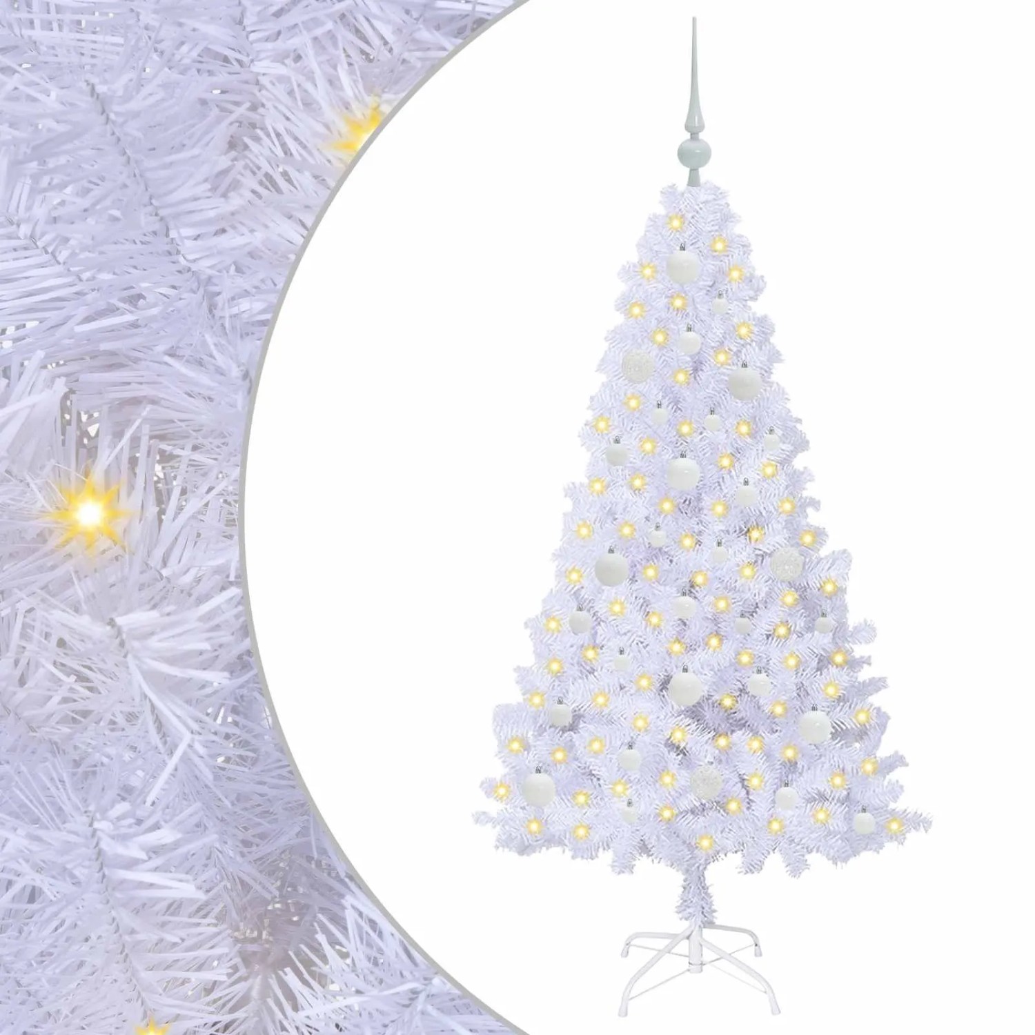 vidaXL Künstlicher Weihnachtsbaum Weiß 150 cm PVC und Stahl 3426761