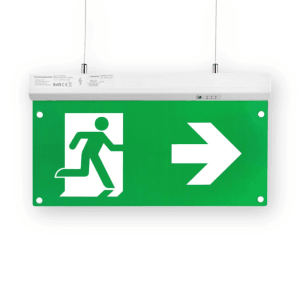 LED Fluchtwegleuchte mit grünem Piktogramm (Pfeil rechts) zur Decken- oder Wandmontage.