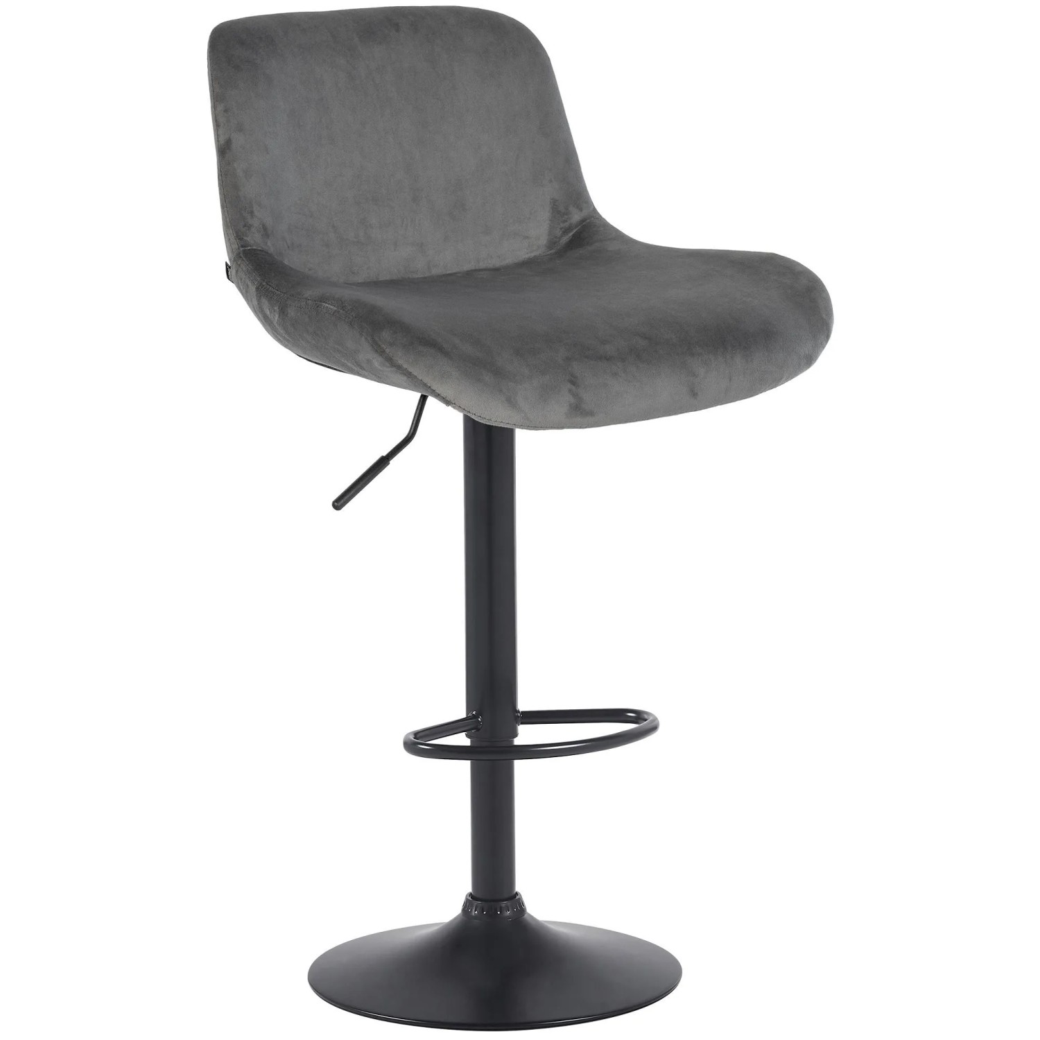 DELUKE Barhocker PONOR Samt Dunkelgrau 50x50x85cm Schwarz Barstuhl Höhenverstellbar Mit Lehne Drehbar Tresenhocker Tresenstuhl