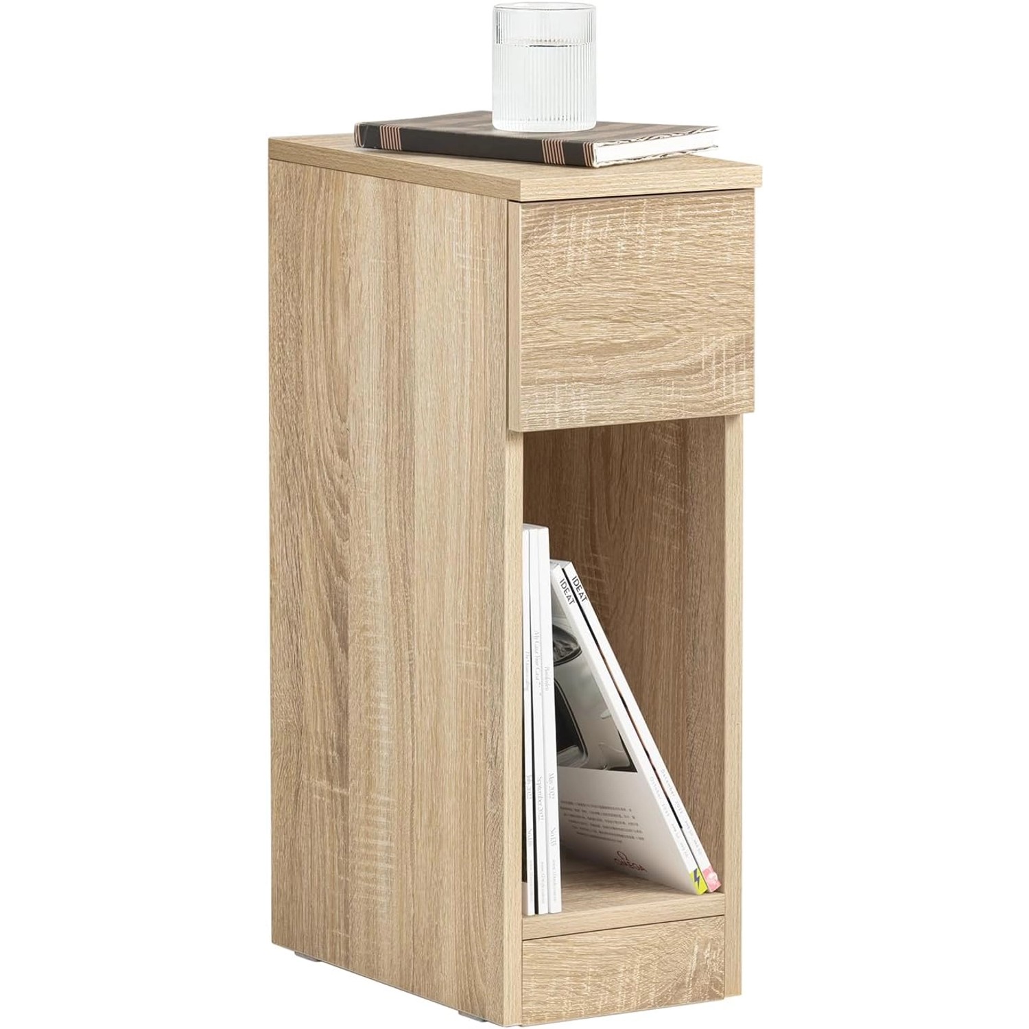 SoBuy Nachttisch mit Schublade Beistelltisch Nachtschrank Natur FBT111-N