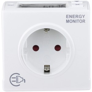 Digitales REV Ritter Energiemessgerät, quadratisch, weiß, zur Hausfunksteuerung.