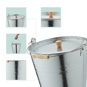 Relaxdays Ascheeimer Stahl Silber mit Deckel 12,5 Liter 30 cm x 33 cm x 31 cm 1 kg