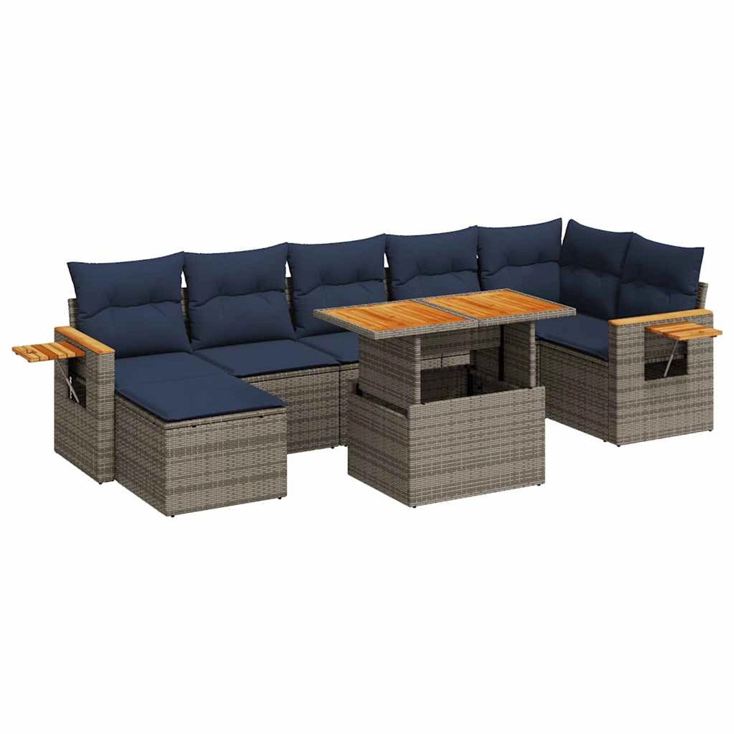 vidaXL 8-Tlg Garten-Sofagarnitur mit Kissen Braun Poly Rattan Akazie 332763 günstig online kaufen