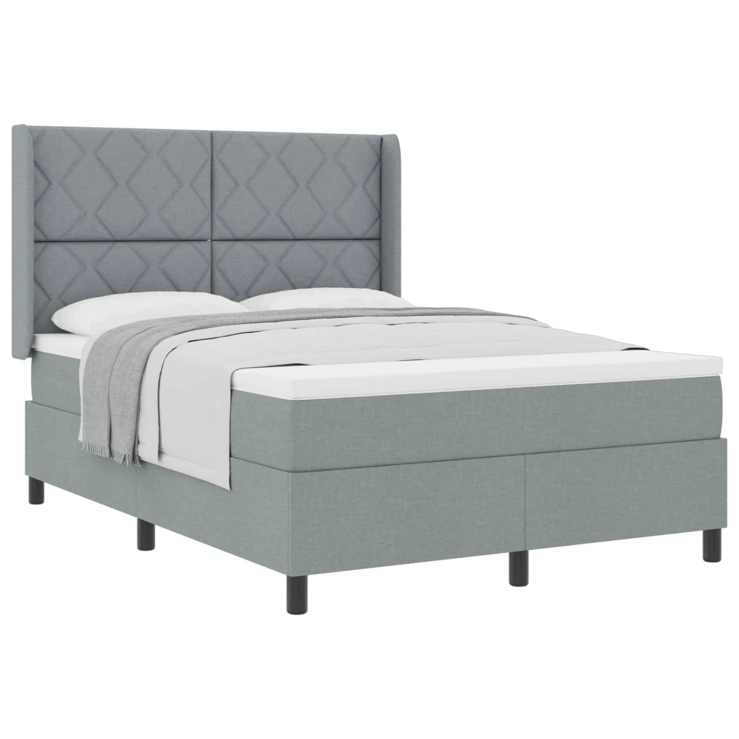 vidaXL Boxspringbett mit Matratze Hellgrau 160 x 200 cm Stoff 3341714