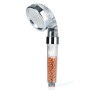 EASYmaxx Duschkopf Spa 3-in-1, transparent/chrom, mit Mineralperlen für Wasserfiltration.