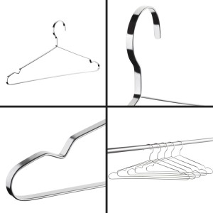 SOTECH 5er Set Design Kleiderbügel Edelstahl 450 x 193 mm mit Haken