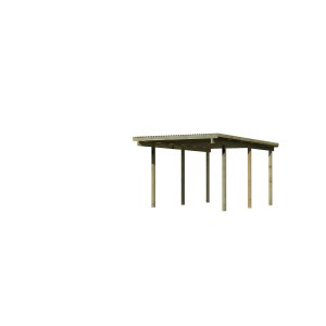 Karibu Einzelcarport Eco aus Holz mit PVC Dachplatten.