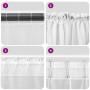Voile Vorhänge: Aufhängung mit Stangentasche, gerafft, an Haken und Gleitern. Semi-transparente Fenstervorhänge aus Polyester.