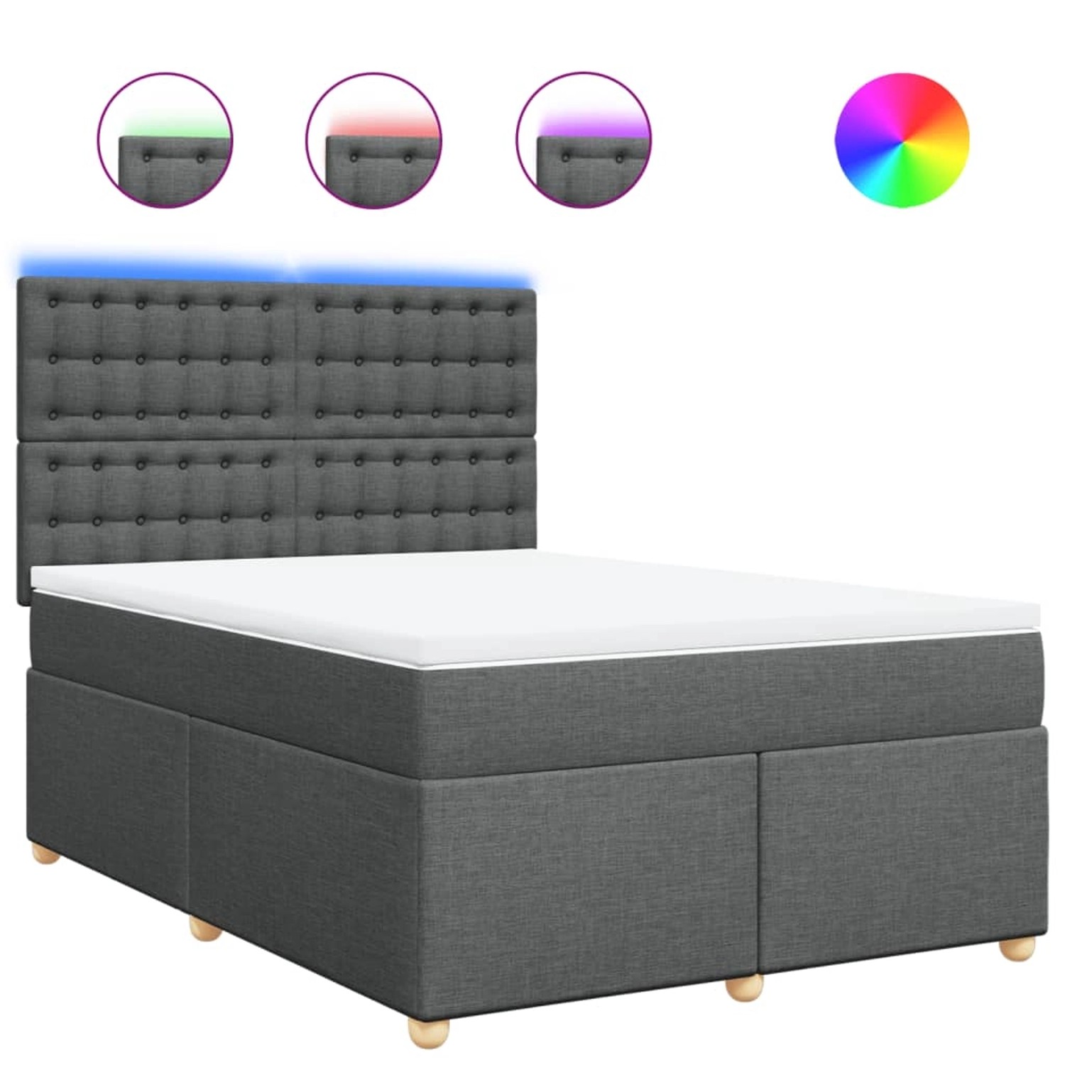 vidaXL Boxspringbett mit Matratze Dunkelgrau 140x200 cm Stoff 3293618 günstig online kaufen