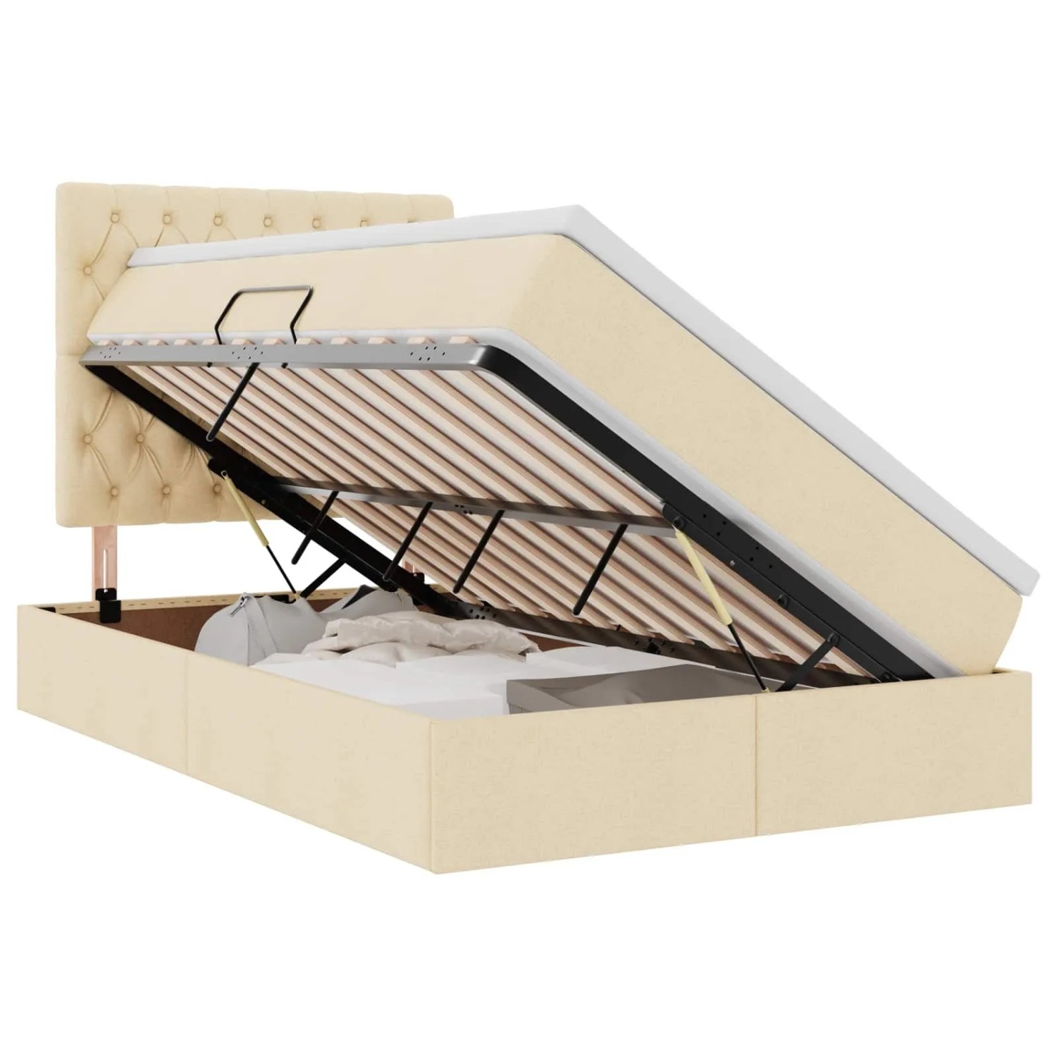 vidaXL Aufbewahrungsbett mit Matratze Creme 120 x 190 cm Stoff 3371833