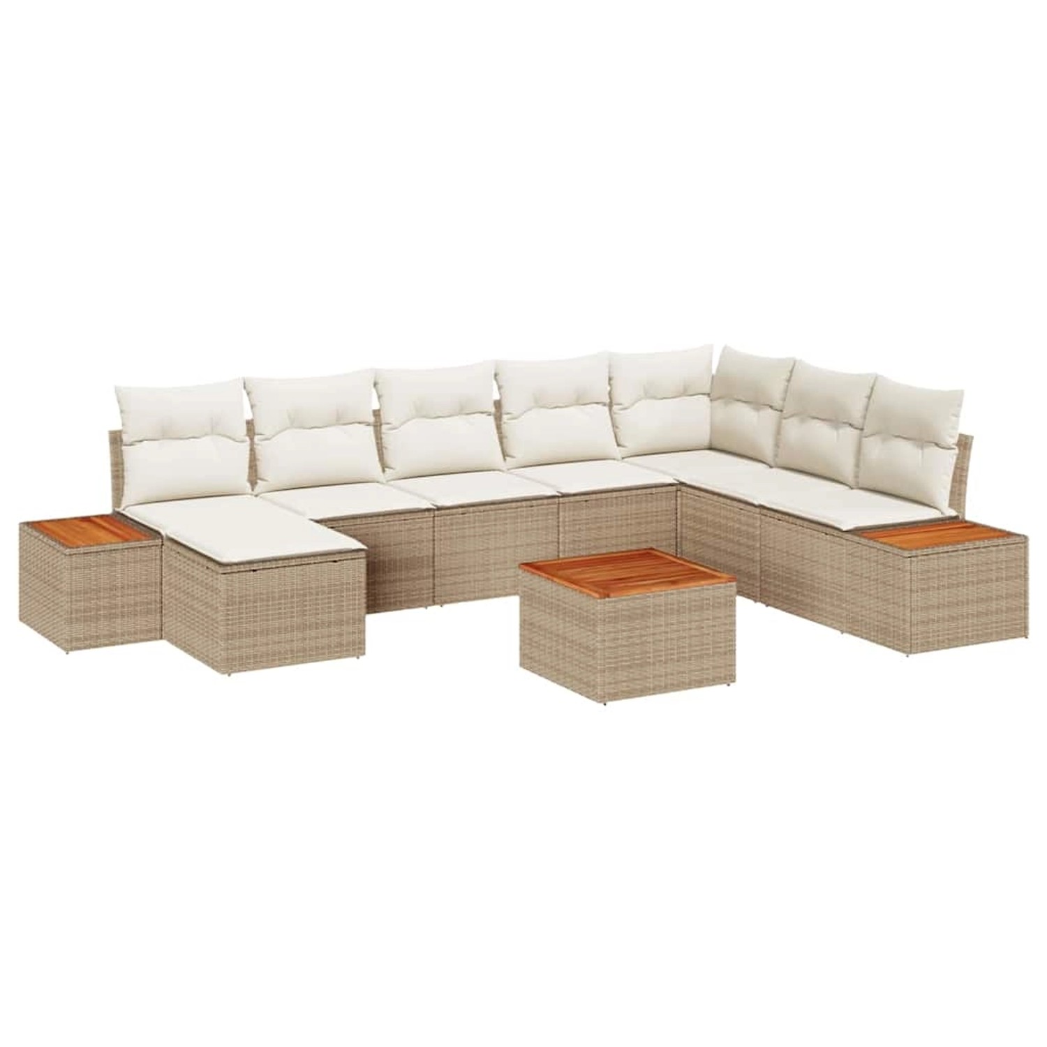 vidaXL Garten-Sofa-Set mit Kissen 9-Tlg Beige Poly Rattan 3348152 günstig online kaufen