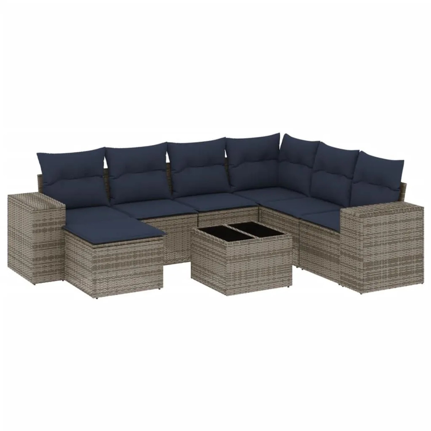 vidaXL 8-Tlg Gartensofa-Set mit Kissen Grau Polyrattan 3222910 günstig online kaufen
