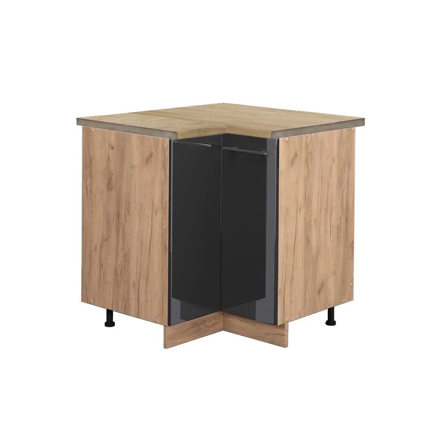 Vicco Eckunterschrank Fame-Line Anthrazit Hochglanz Goldkraft Eiche 81 cm AP Eiche