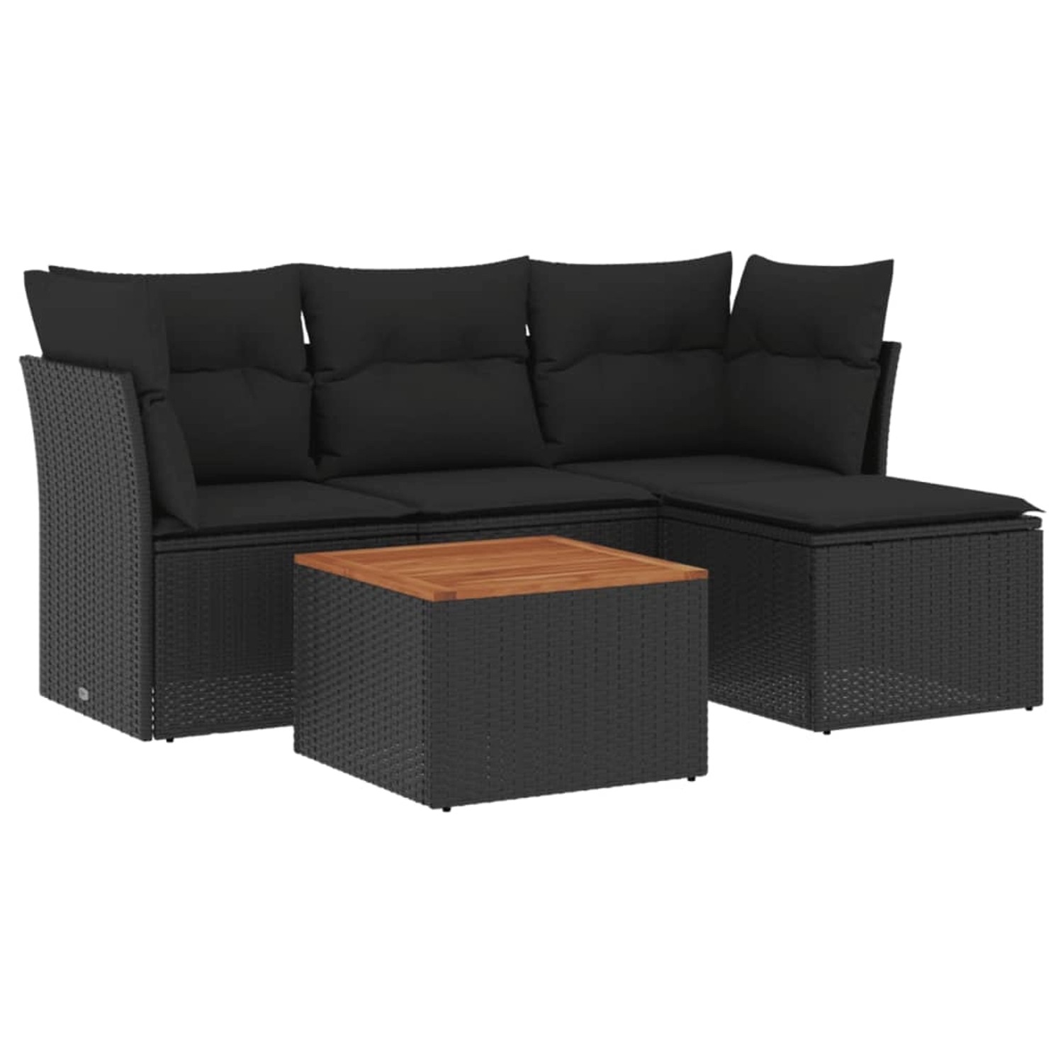 vidaXL 5-Tlg Garten-Sofagarnitur mit Kissen Schwarz Poly Rattan 3223605 günstig online kaufen