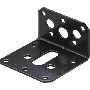 Schwarzer Hettich Verstellwinkel aus Stahl, 58x38x57 mm, für Möbelbeine.