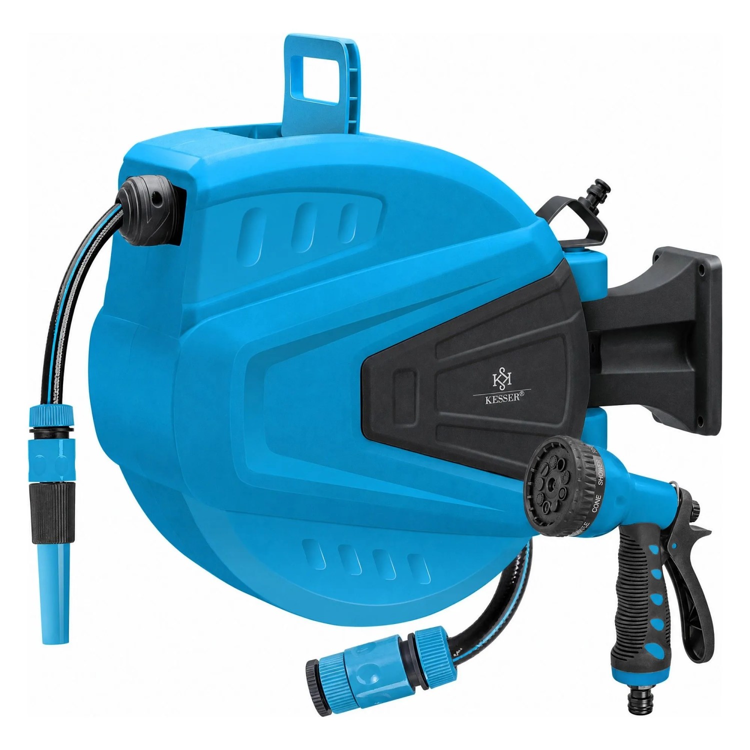 KESSER Automatische Schlauchtrommel mit Handbrause 30 m Blau