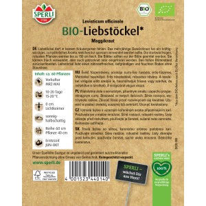 Sperli Bio Liebstöckel Samenpackung, mehrjähriges Küchenkraut für Garten und Balkon.