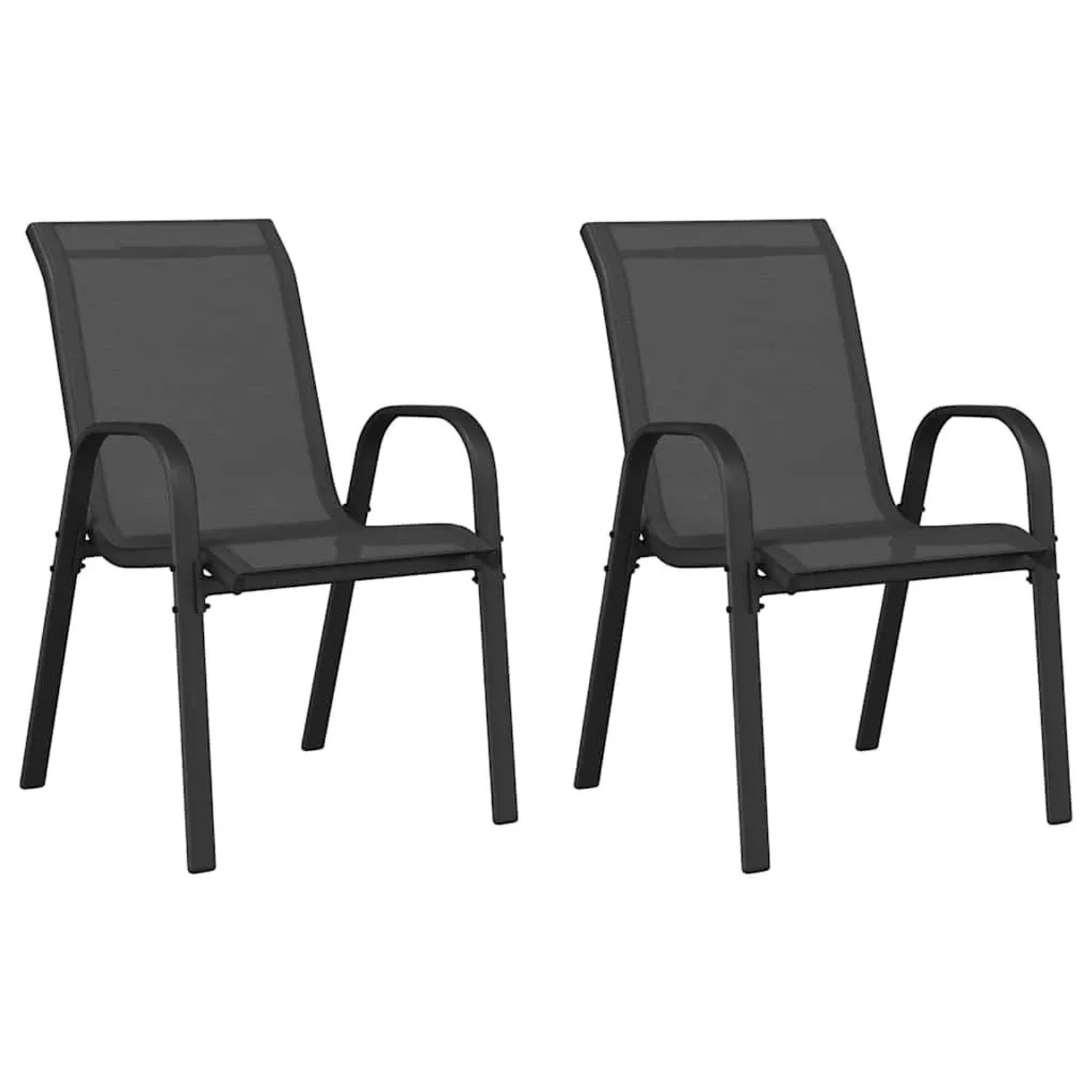 Furnicato Stapelbare Gartenstühle 2 Stk  Schwarz Textilene