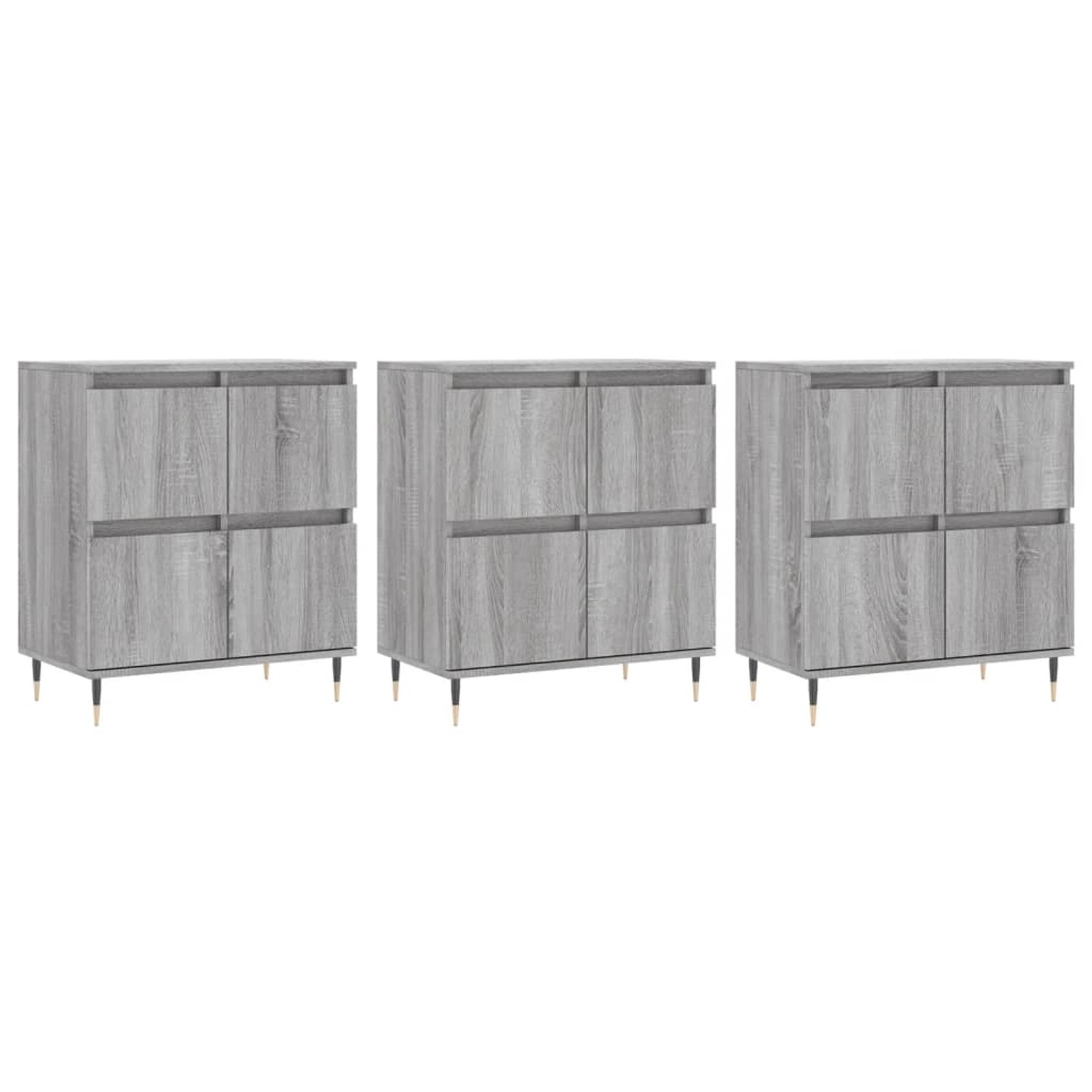 vidaXL Sideboards 3 Stk Grau Sonoma Holzwerkstoff 3190195 günstig online kaufen