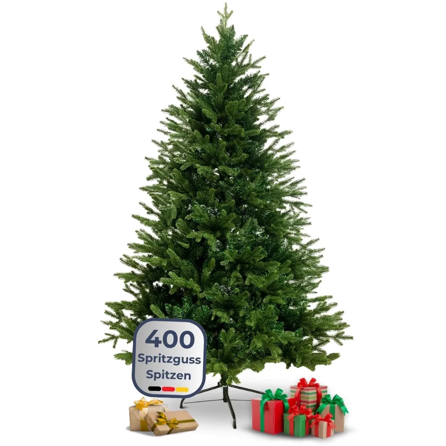DELUKE Weihnachtsbaum Künstlich 160cm mit Lichterkette Nordfichte Spritzguss Tannenbaum Naturgetreu mit Baumständer