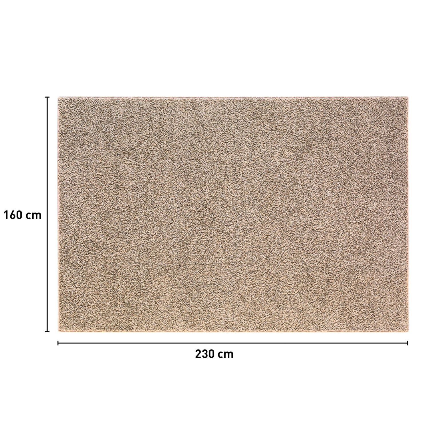Beiger Kurzflor Teppich (160x230 cm) – Klassischer Teppich für Wohnräume, pflegeleicht und robust.