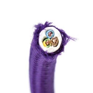 Violettes 3-adriges Textilkabel (Meterware) für Lampen und Leuchten.