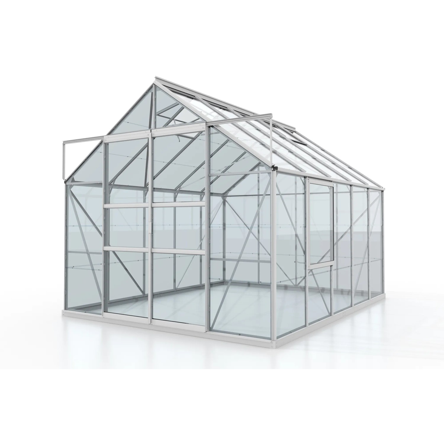 Vitavia Gewächshaus Meridian 2 8300 mit ESG-Glas und Alu-Rahmen, zwei Dachfenster.