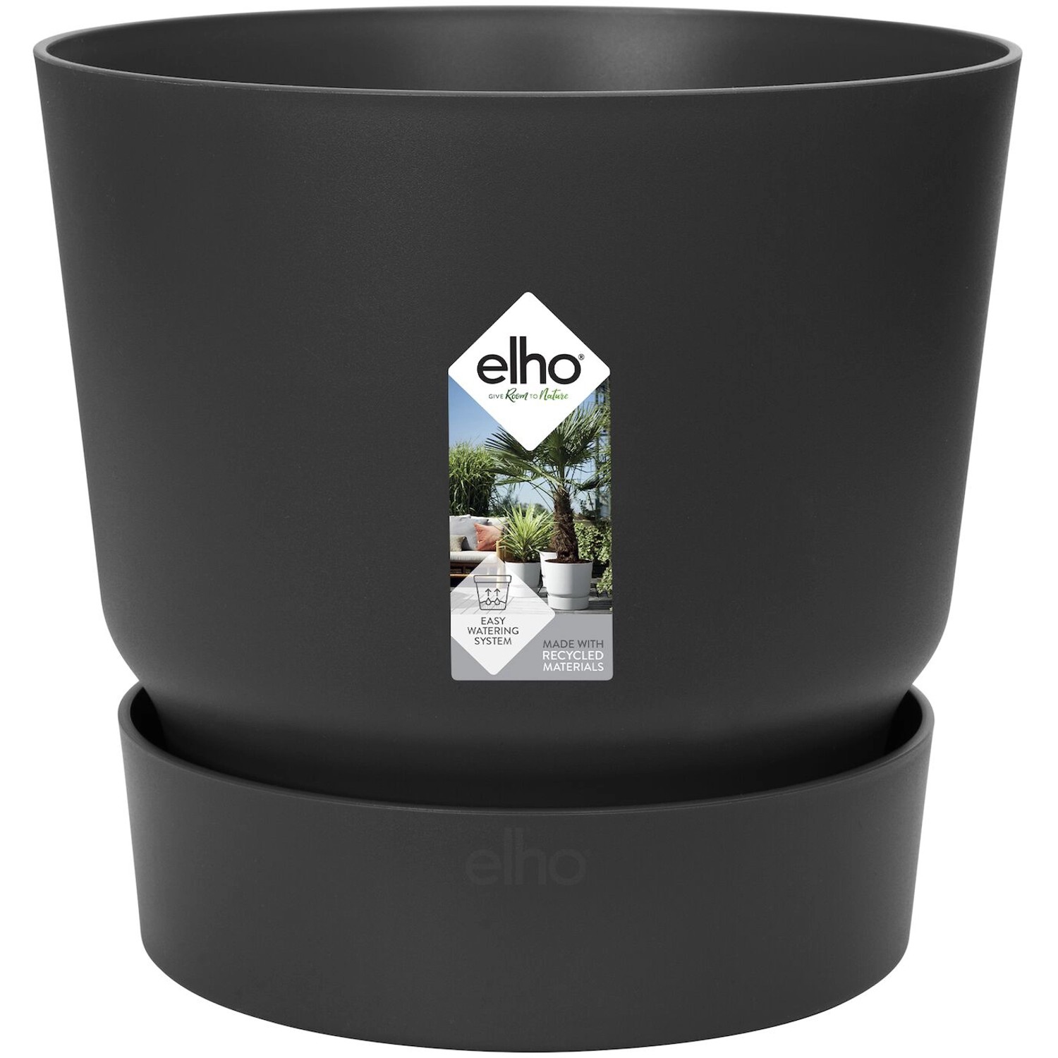 Elho Blumentopf Greenville Rund 16 cm Living Schwarz günstig online kaufen