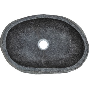 Ovales baliv Aufsatzwaschbecken WBA-7030 aus dunklem Naturstein, 40x50 cm.