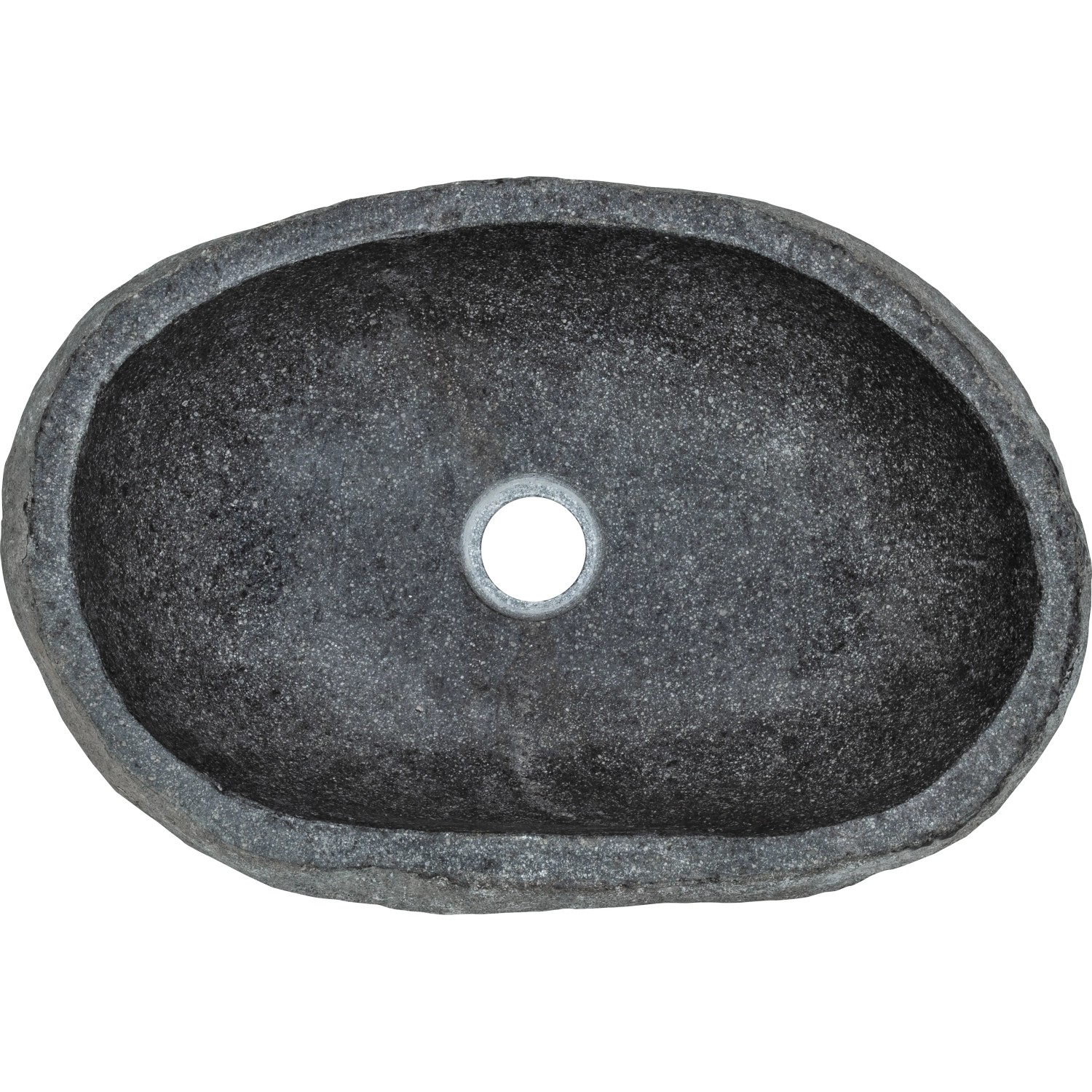 Ovales baliv Aufsatzwaschbecken WBA-7030 aus dunklem Naturstein, 40x50 cm.