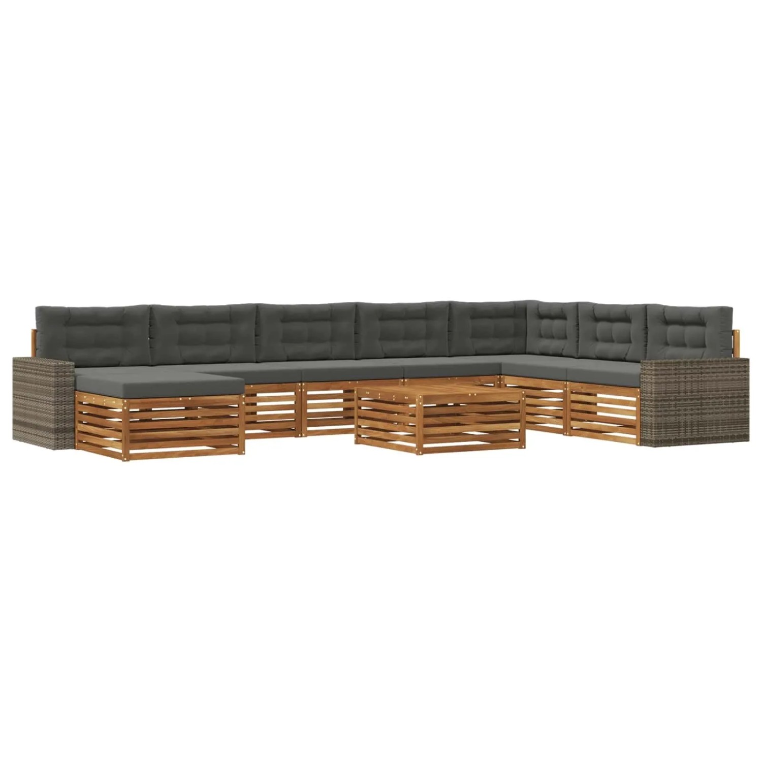 vidaXL Outdoor-Sofagarnitur mit Kissen 9 Stk Natur und Anthrazit 3383760