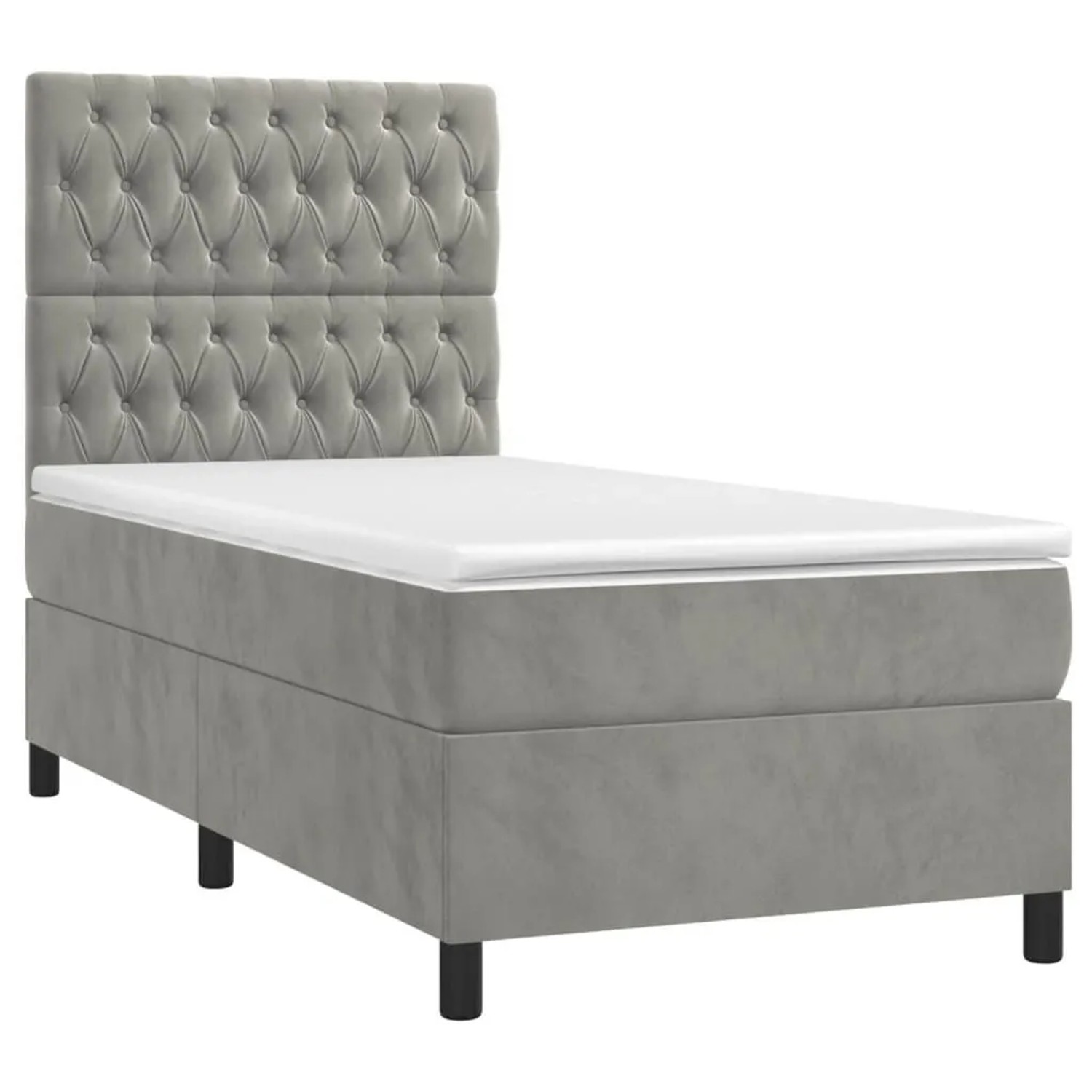 vidaXL Boxspringbett mit Matratze & LED Hellgrau 90x190 cm Samt 3136275 günstig online kaufen