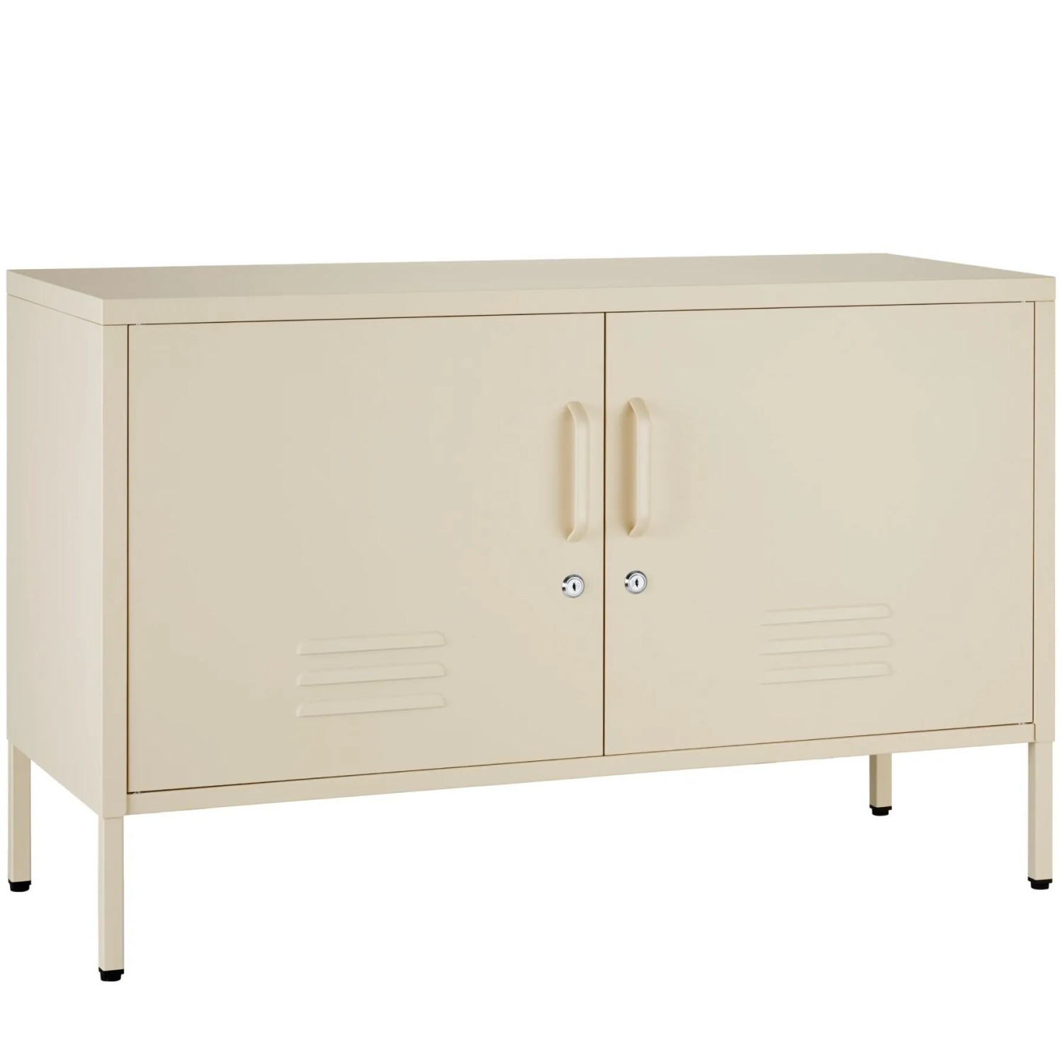 Tectake Sideboard Baker 2 Türen Mit Magnetverschluss Einzeln Abschließbar Verstellbarer Zwischenboden 100 X 42 5 X 65 Cm Creme