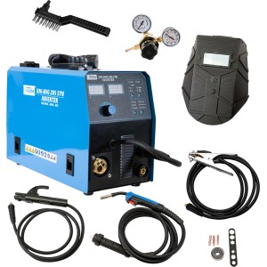 Güde Uni-Mig 205 SYN Schweißgerät Set: MIG/MAG, Elektroden, Fülldraht, WIG (optional), Zubehör.