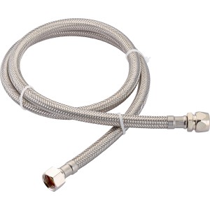 Flexschlauch 14,9 mm (G 3/8) x 10 mm, 1000 mm, aus Edelstahl, flexibel und knickfest für Wasseranschluss.