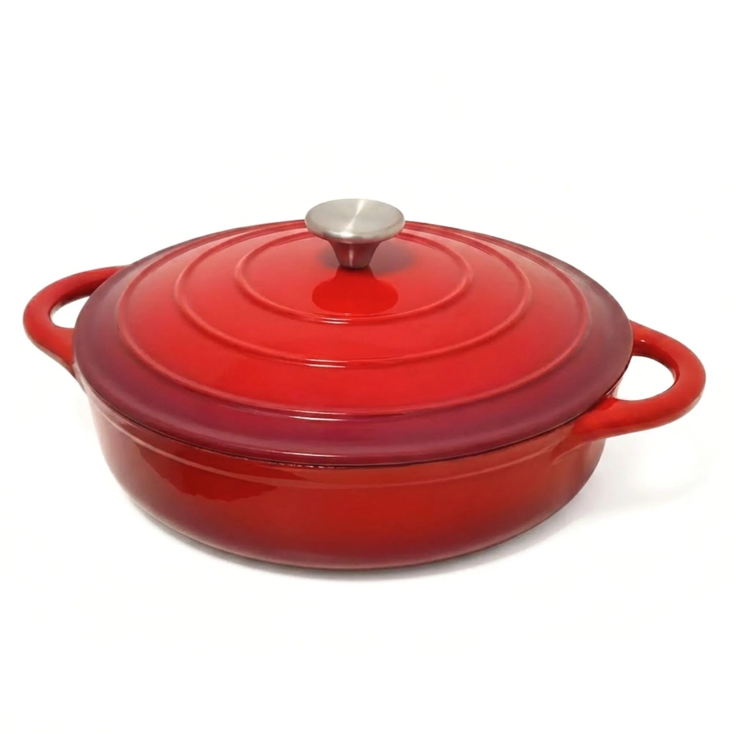 osoltus Gusseisen Bauernpfanne M Deckel Topf 28cm Emaille Rot