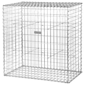 Leere, quaderförmige Bellissa Spiralgabione 100x100x50 cm aus verzinktem Stahlgitter.