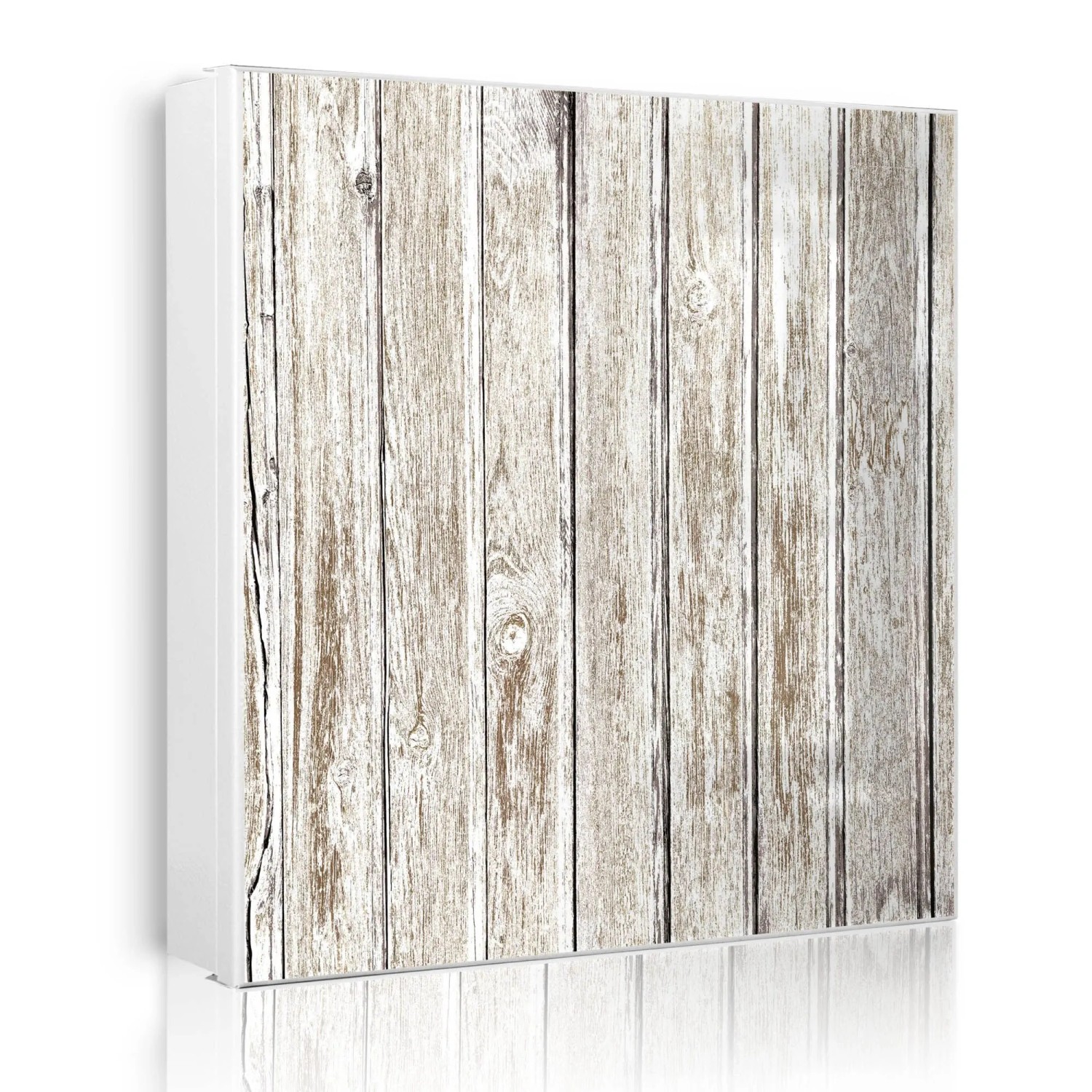 Banjado Großer Schlüsselkasten Metall 30x30cm Weiß Scharnier Rechts 50 Haken Beschreibbar Magnetisch Motiv Weißes Holz