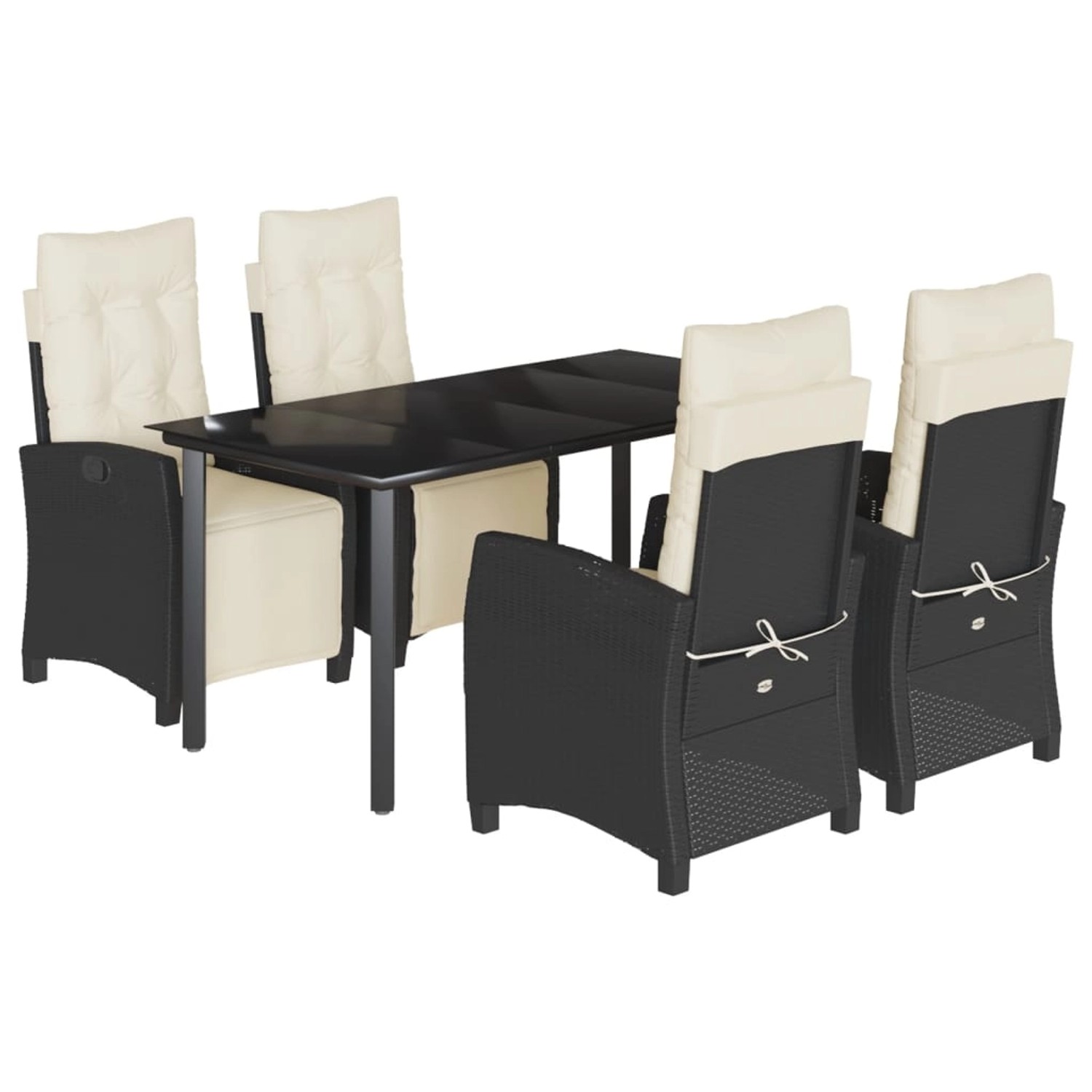 vidaXL 5-Tlg Garten-Essgruppe mit Kissen Schwarz Poly Rattan 3212956 günstig online kaufen