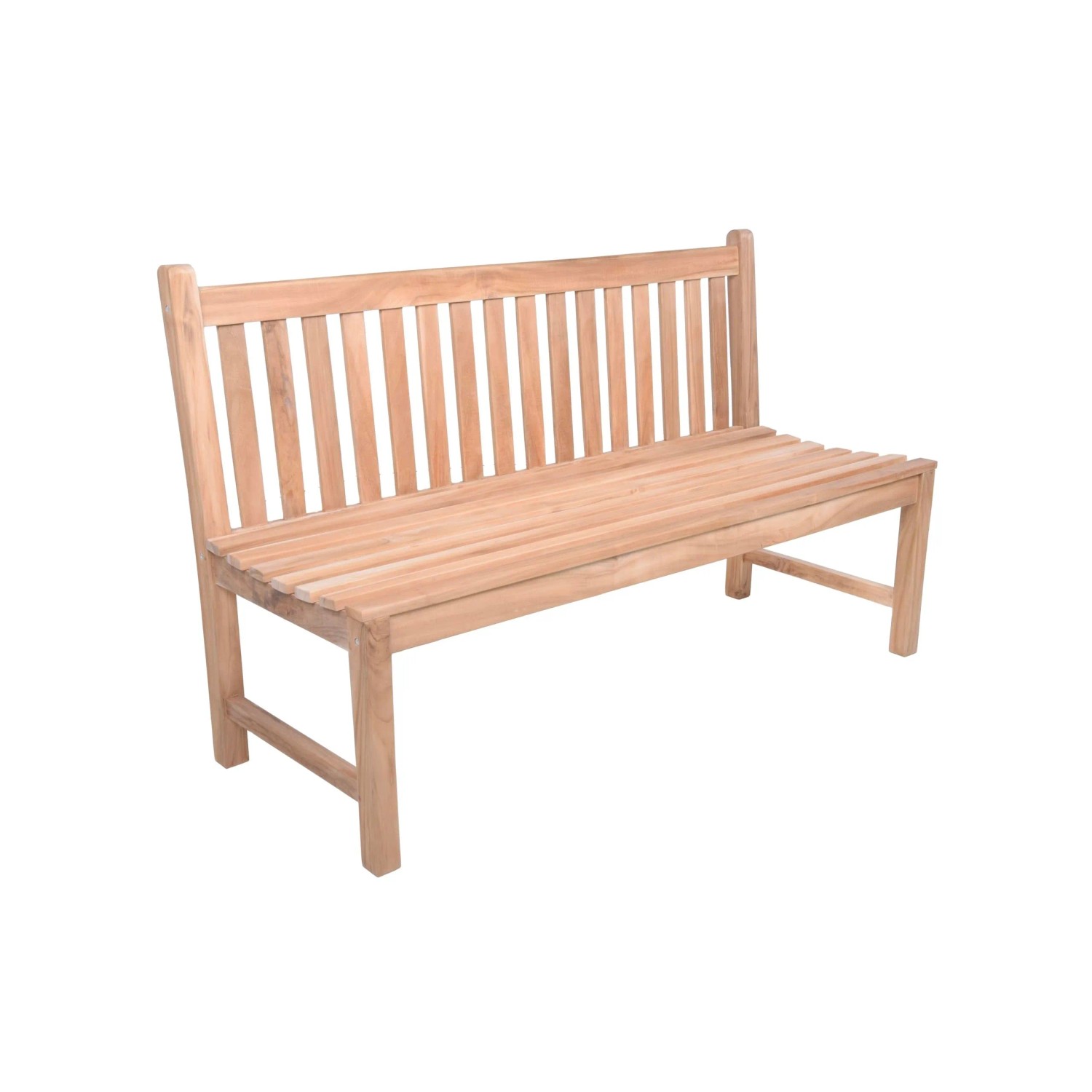 DELUKE Gartenbank OMAR 3-Sitzer Ohne Armlehnen 150cm Breit Teak Hellbraun Terrassenbank Wetterfest Sitzbank Outdoor Bank