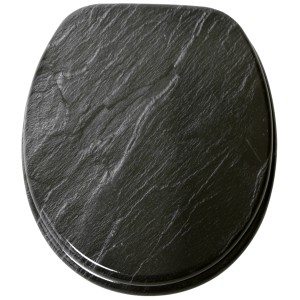 Sanilo WC-Sitz Granit mit Absenkautomatik, Toilettendeckel aus Holz.