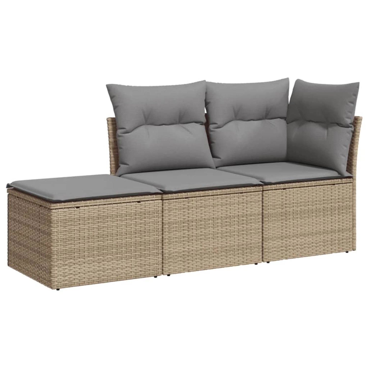 vidaXL 3-tlg Garten-Sofagarnitur mit Kissen Beige Poly Rattan Modell 4